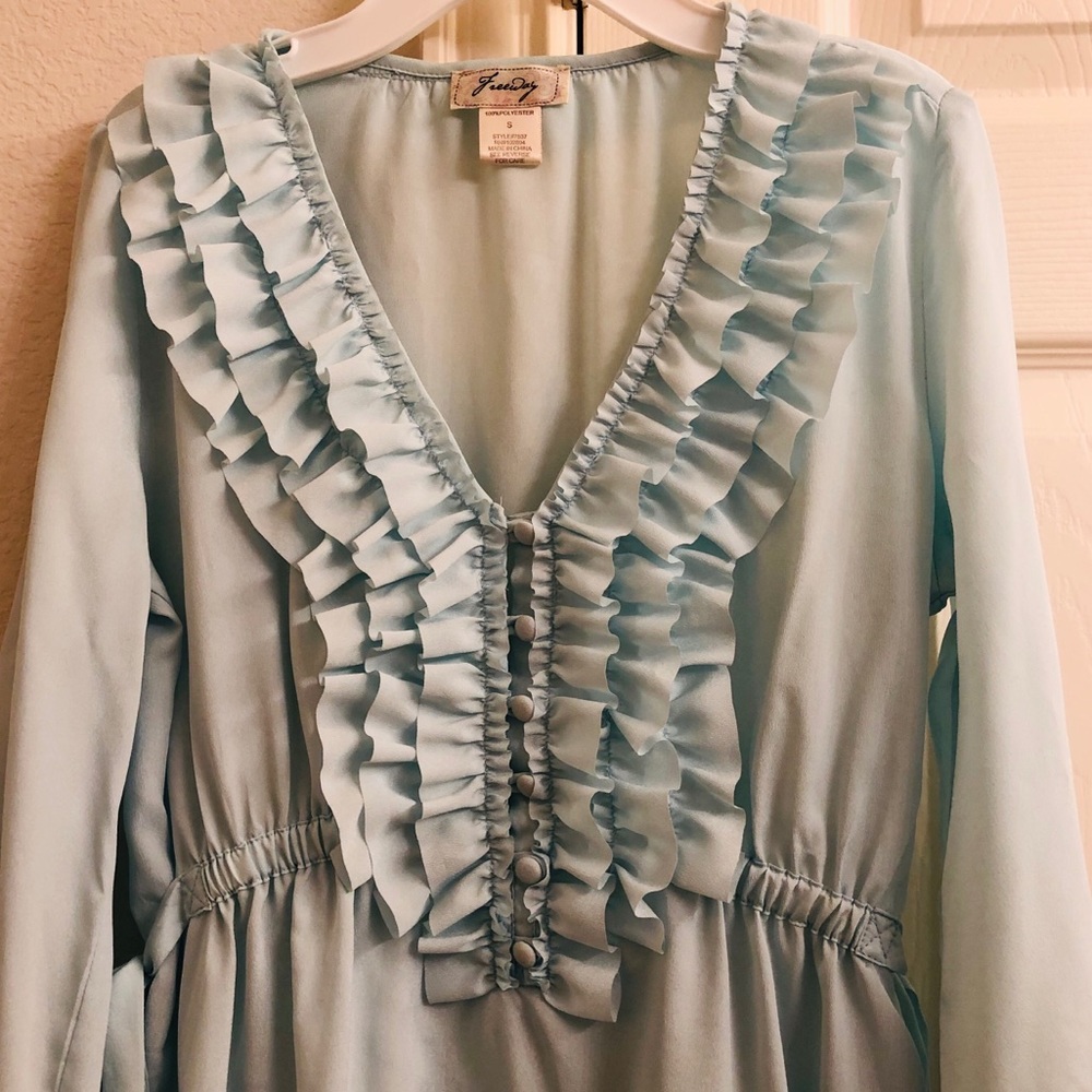 Freeway Mint Ruffle Tunic, Size Small - Picture 2 of 4